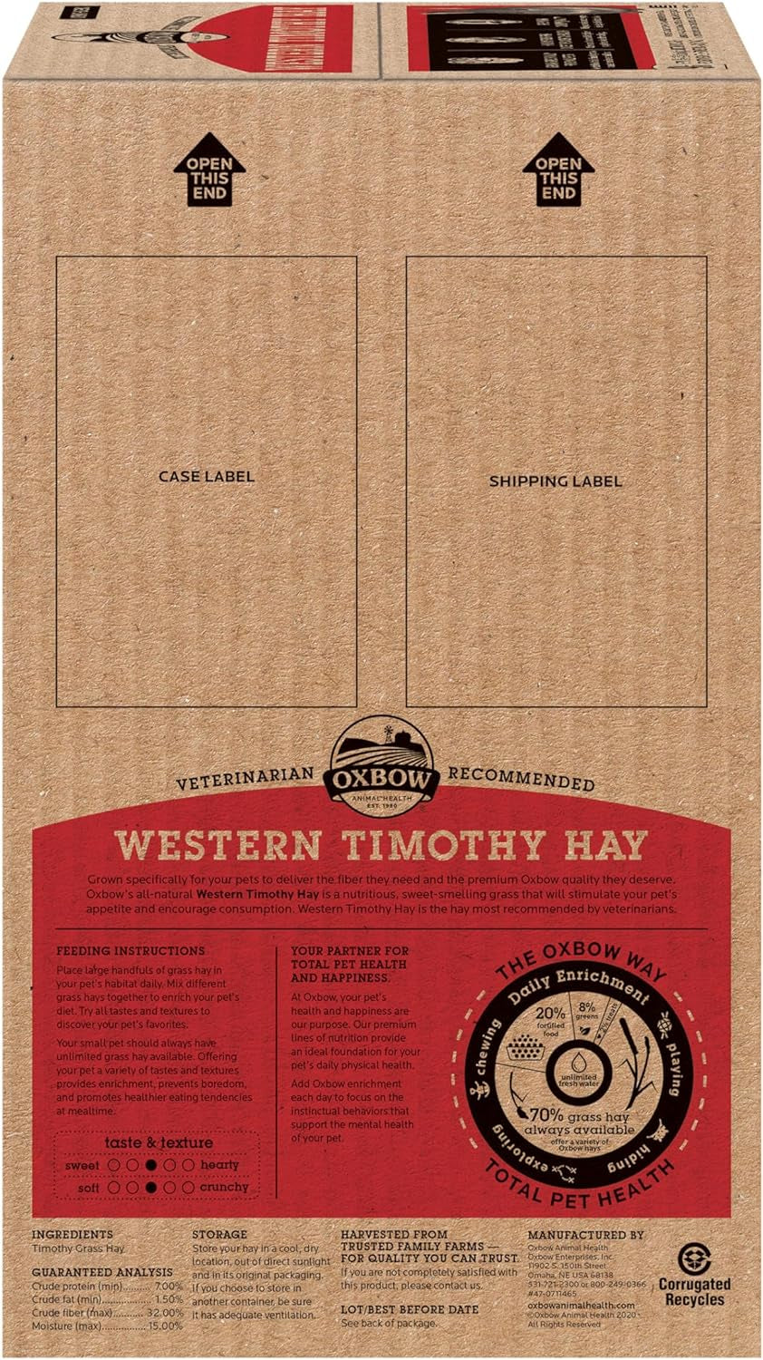 Western Timothy Hay, Guinea Pig Hay, Small Pet Bunny Supplies, All Natural Grass for Guinea Pig, Bunny, Chinchilla & Hamster, Rabbit Supplies for Bunnies, 9 Lb Box