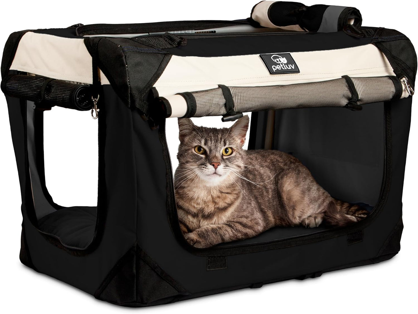 Cat & Dog Carrier, Fits Most Cats or Small Dog Comfortably, Medium, Black