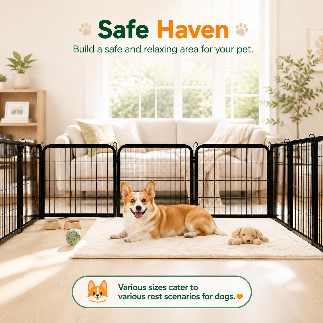 Dog Playpen 24In 16 Panels Pet Fence for Indoor Yard RV Camping
