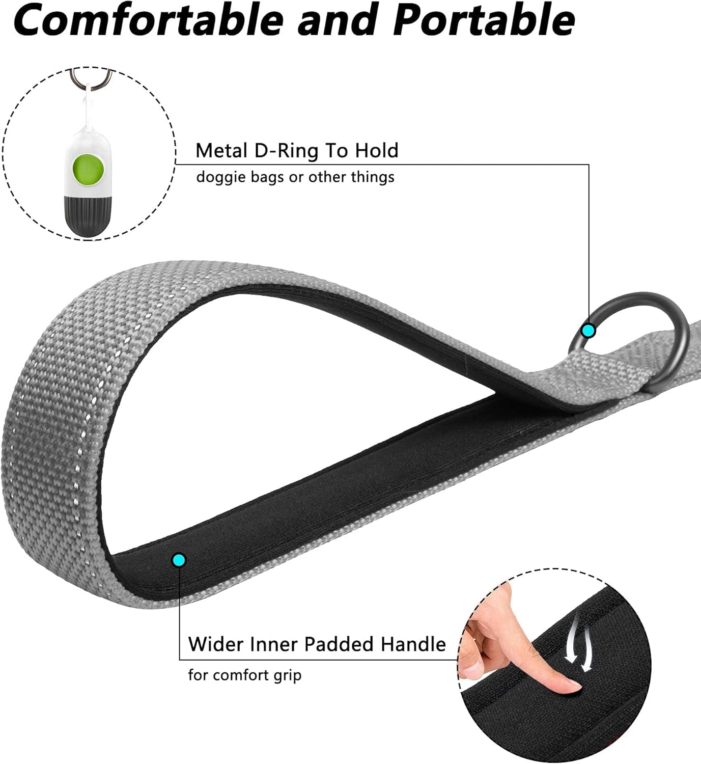 4FT Heavy Duty Dog Leash with Soft Padded Double Handle