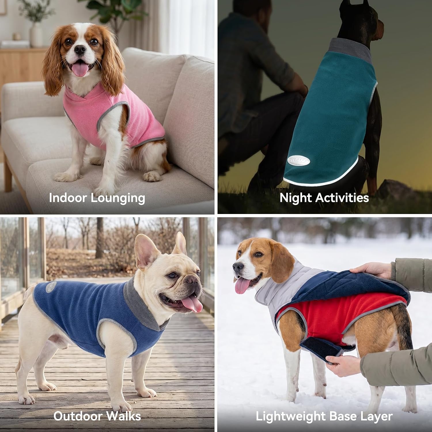 2 Pack Fleece Dog Sweater Pullover Lightweight Reflective Jacket