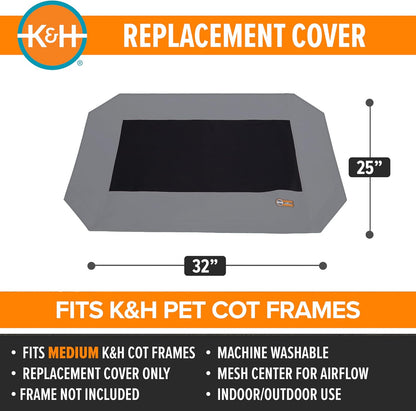 K&H Outdoor Elevated Dog Bed Pet Cot Replacement Cover, Medium 32X25In