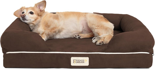 Orthopedic Dog Bed, Memory Foam Pet Sofa, Calming Dog Couch, Water Resistant Pet Bed, Washable Cover, Non-Slip Bottom, Chester, Cocoa Brown, 25" X 20" X 5.5"