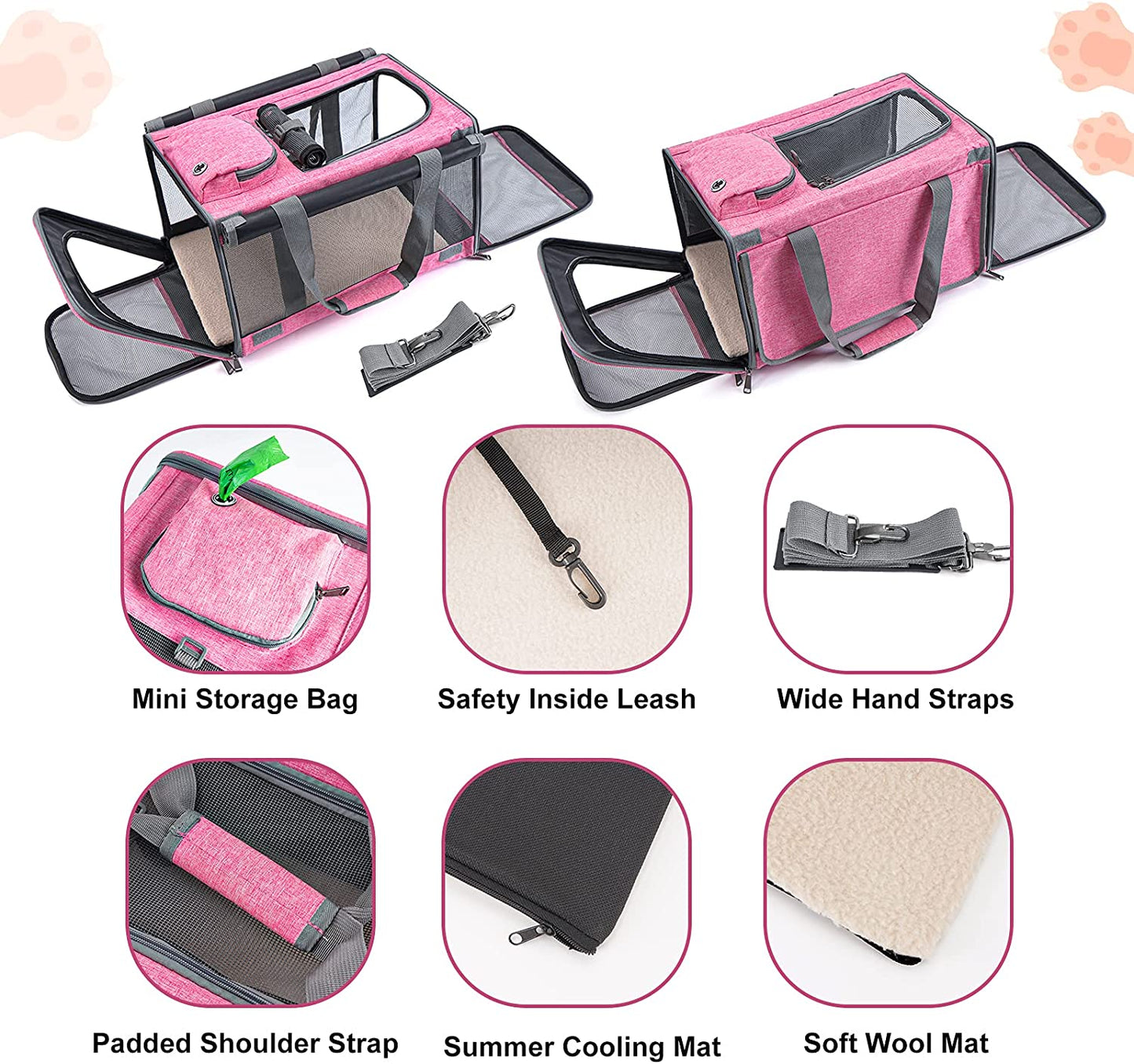 Pet Carrier for Large and Medium Cat, Soft-Sided Pet Crate for Puppy