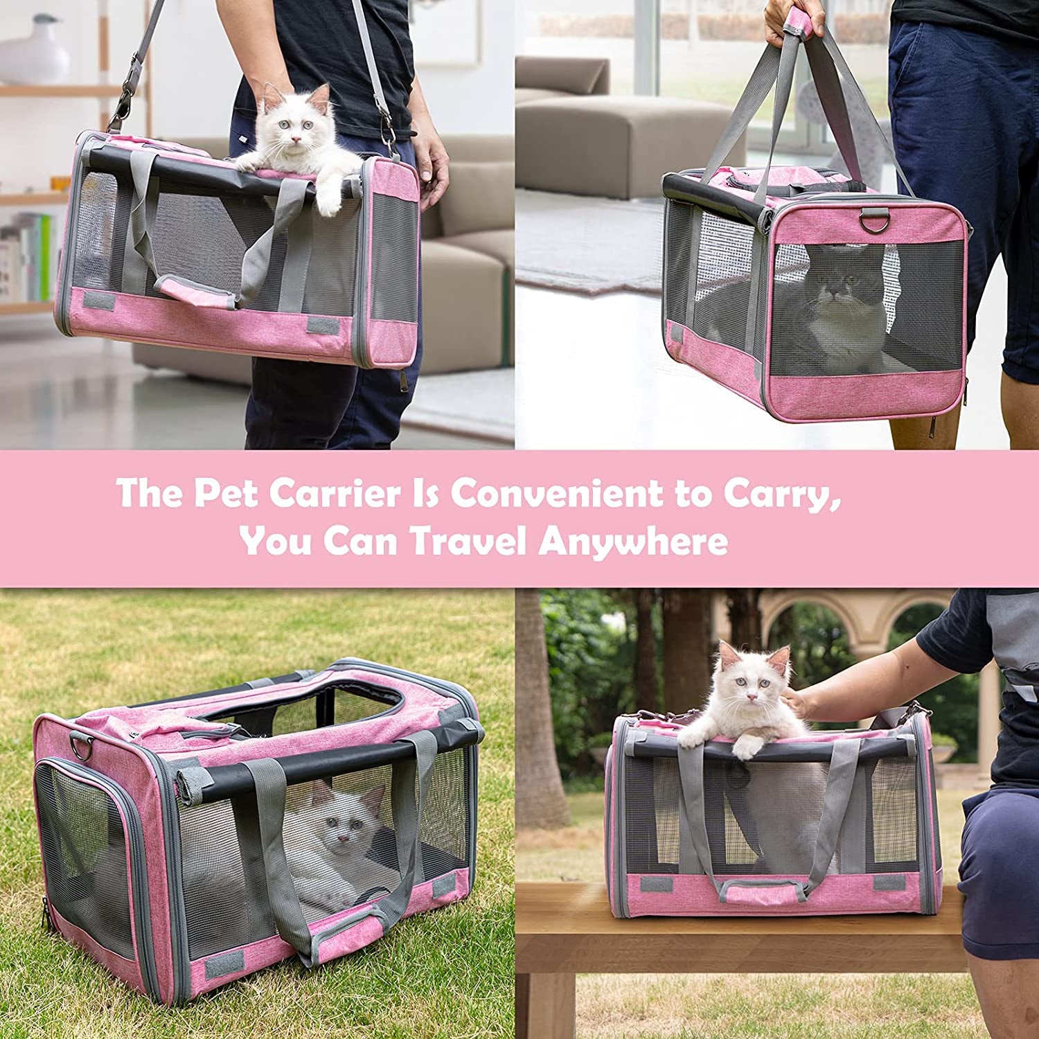 Pet Carrier for Large and Medium Cat, Soft-Sided Pet Crate for Puppy
