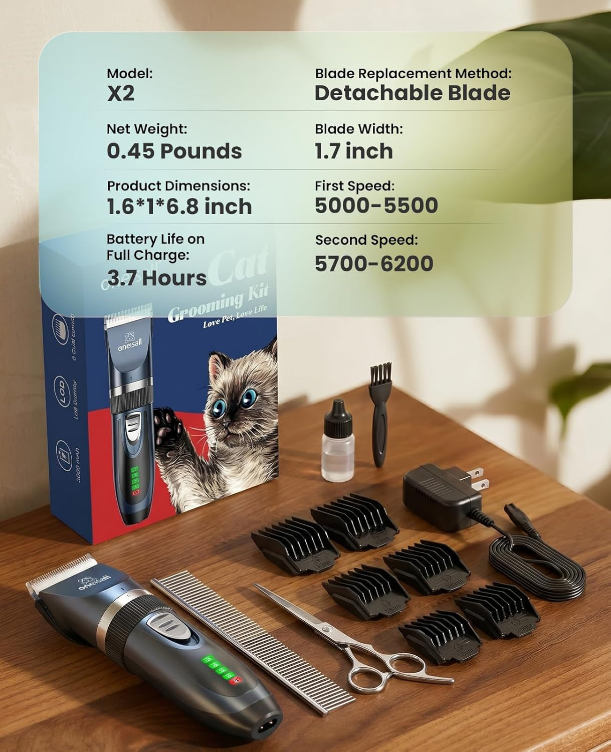 Quiet Cat Clippers for Matted Hair & Long Hair, Cat Shaver