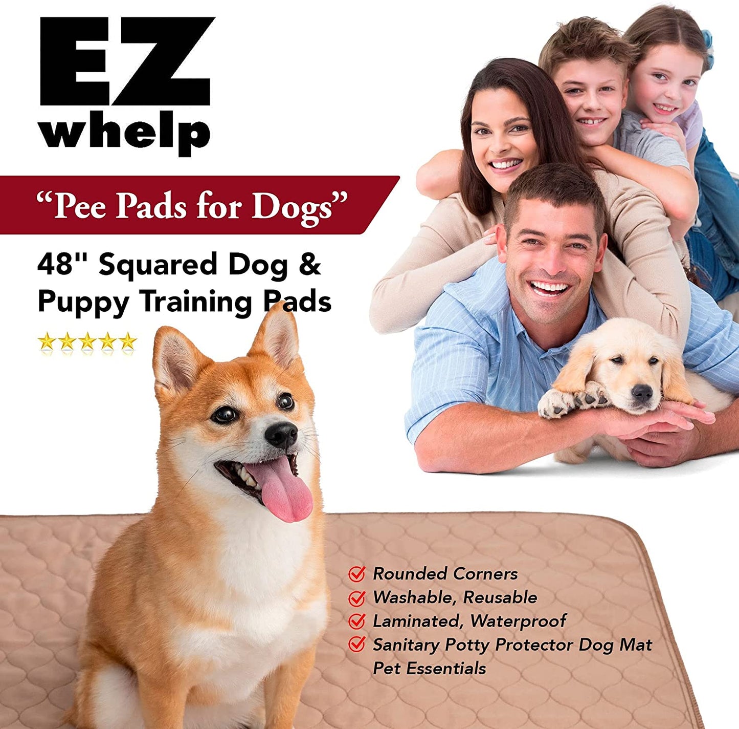 Reusable Dog Pee Pads, Washable Waterproof Puppy Training Pad 17X20