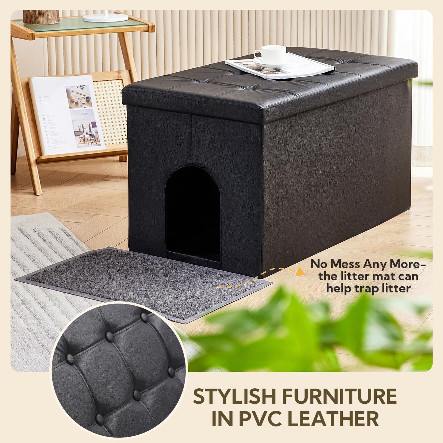 Cat Litter Box Enclosure Furniture Odor Control, Extra Large
