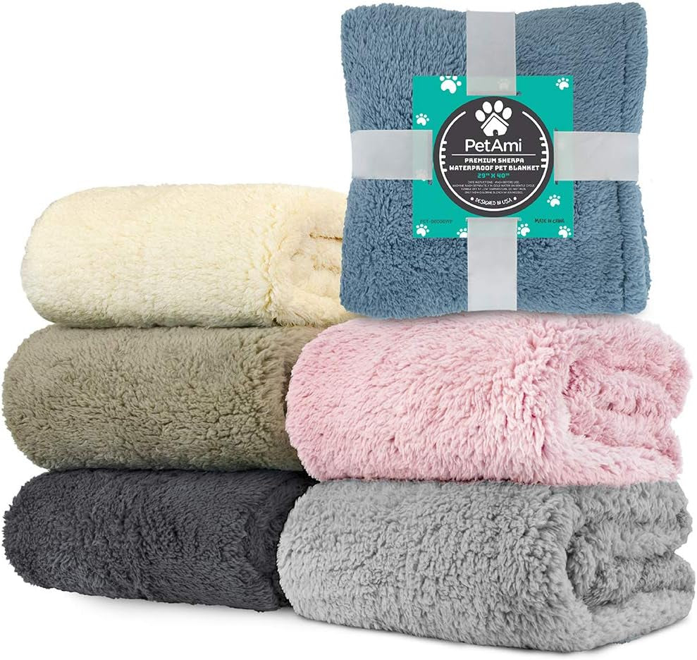 Fluffy Sherpa Waterproof Dog Blanket for Small Pet Cat, 24X32 Pink
