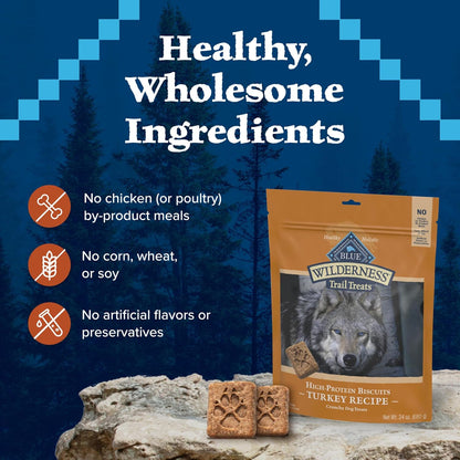 Wilderness Turkey Crunchy Dog Biscuits, Grain-Free, 24 Oz