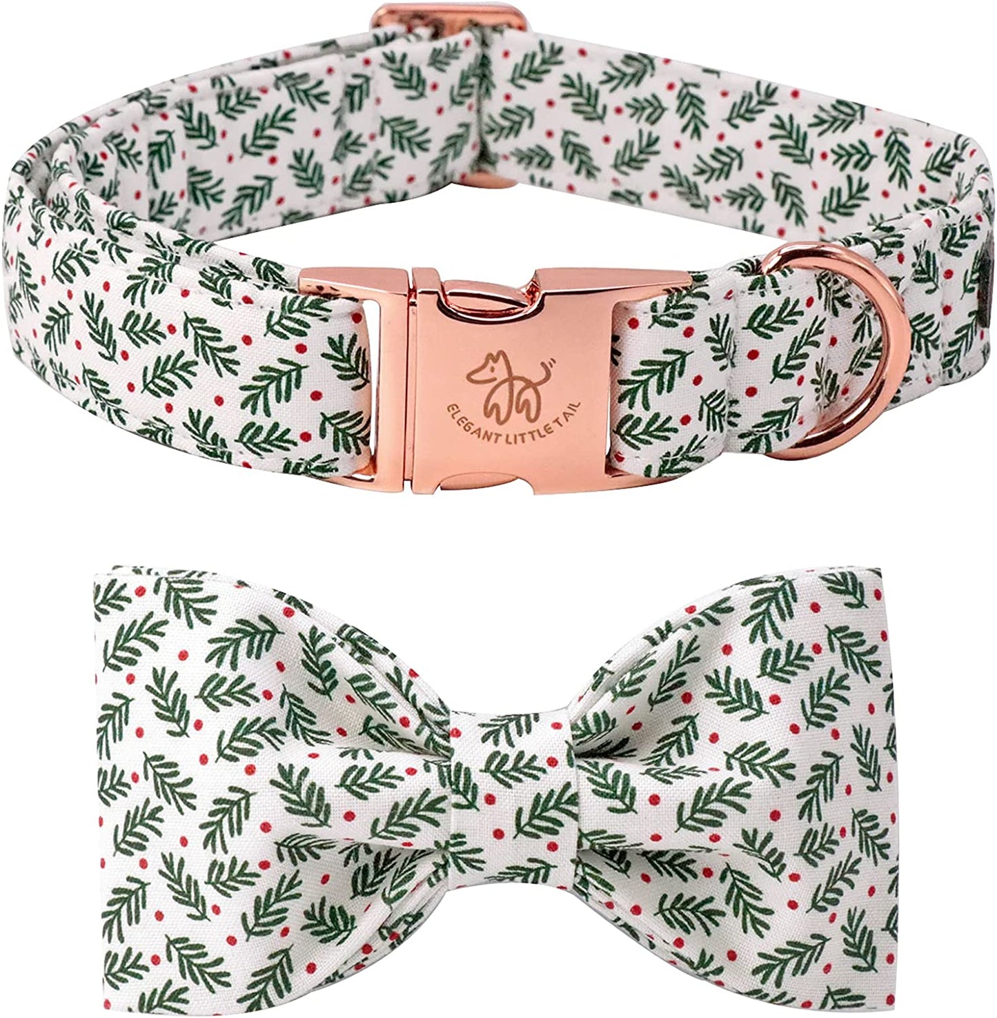 Christmas Dog Collar, Medium Pet Collar with Bowtie