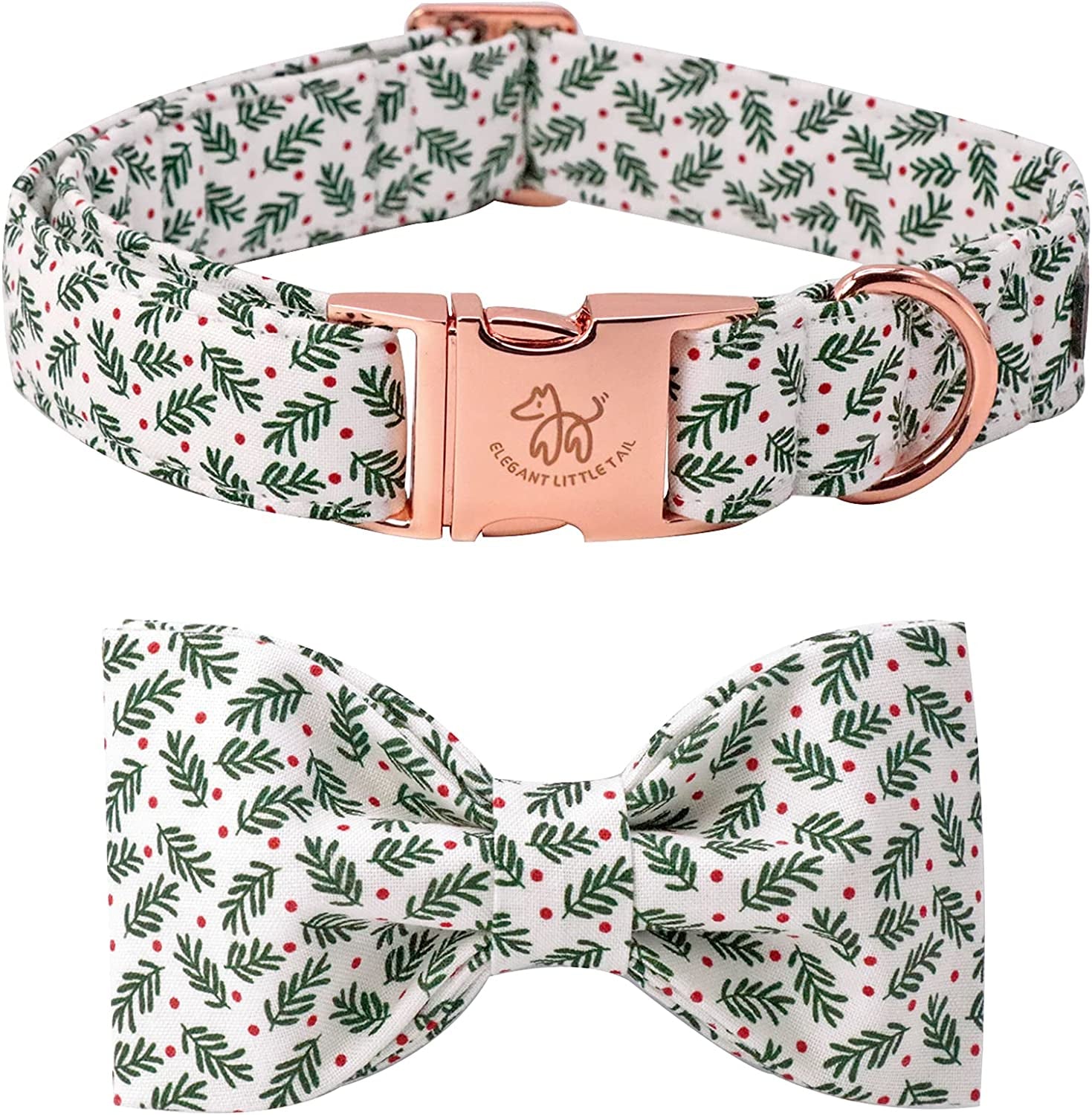 Christmas Dog Collar, Medium Pet Collar with Bowtie