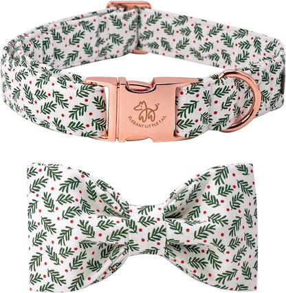 Christmas Dog Collar, Medium Pet Collar with Bowtie