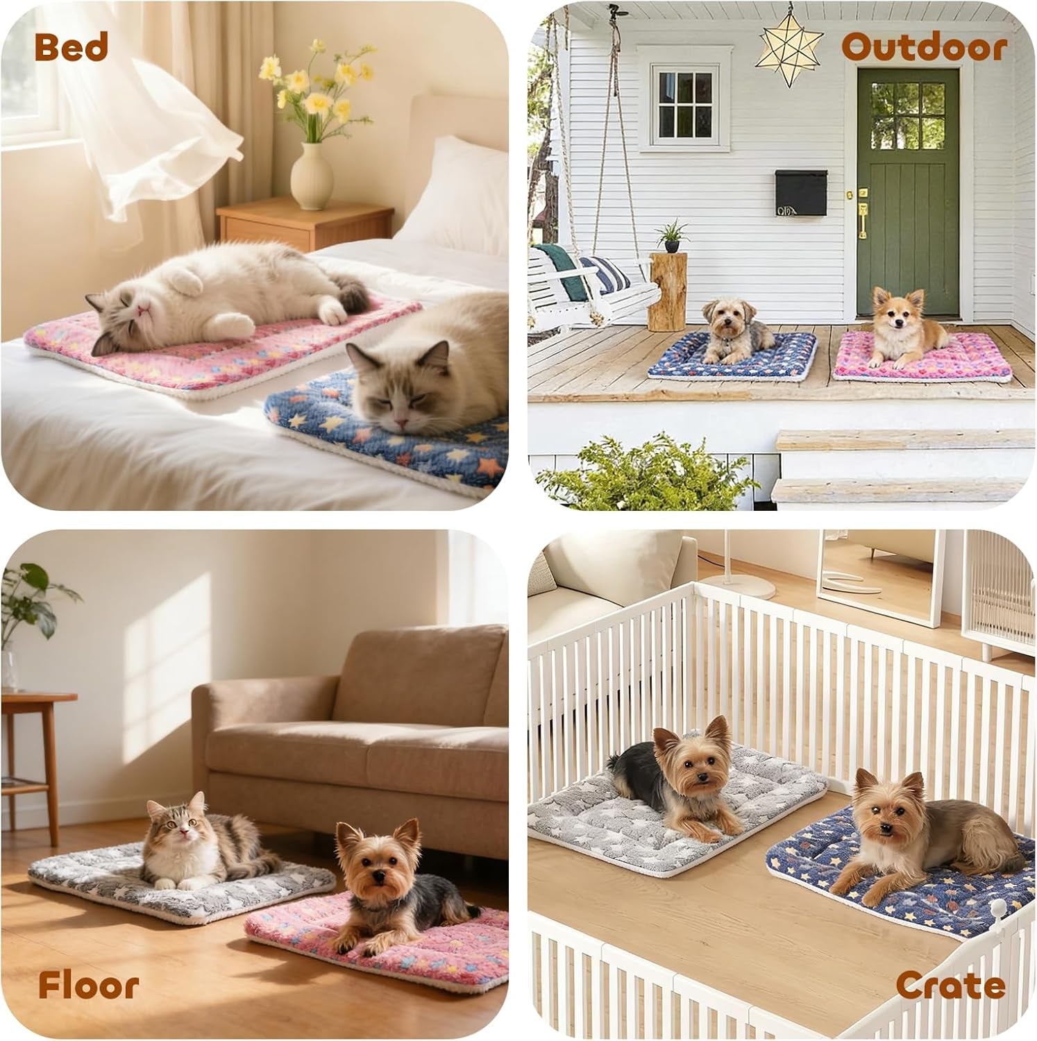 Dog Crate Pad Bed Ultra Soft Pet Mat Star Print Pink 29 X 21 Inch