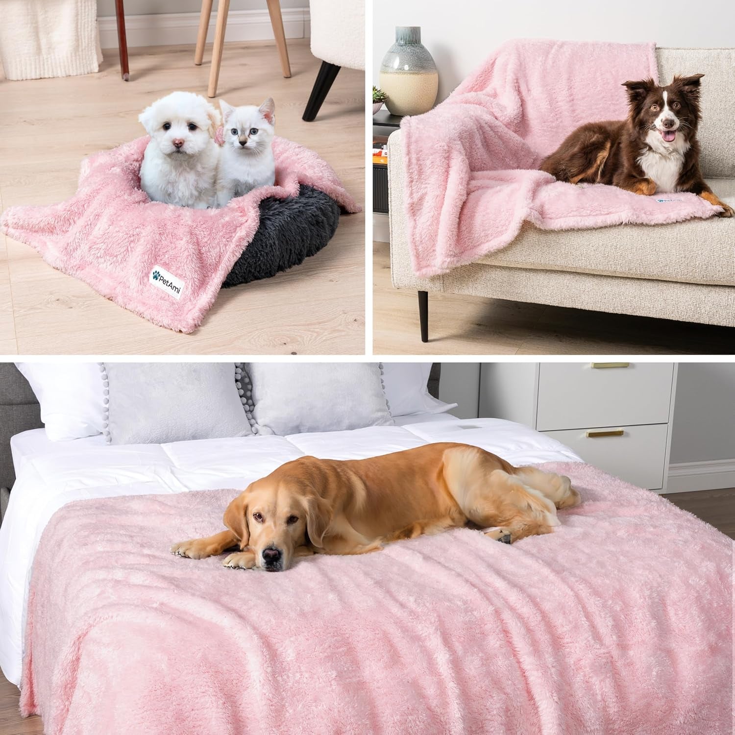 Fluffy Sherpa Waterproof Dog Blanket for Small Pet Cat, 24X32 Pink