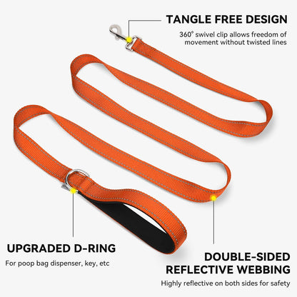 Reflective Dog Leash for Medium & Large Dogs, 5 FT X 1", Orange