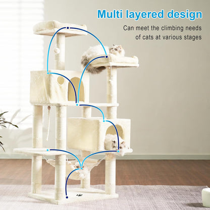 Cat Tree Tower with Sisal Scratching Posts, Big Condo, MPJ020M
