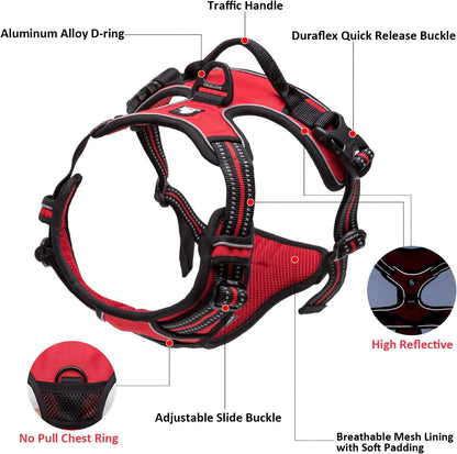 Adjustable No-Pull Dog Harness Reflective Vest, Blue, XS