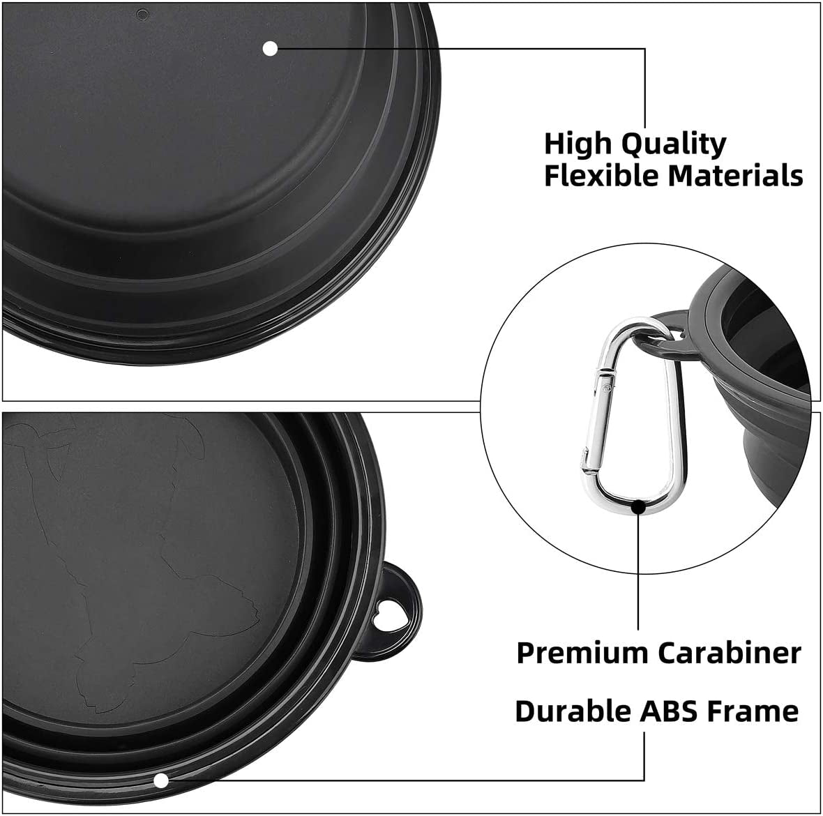 Large Collapsible Dog Bowls 2 Pack, 34Oz Foldable Dog Travel Bowl
