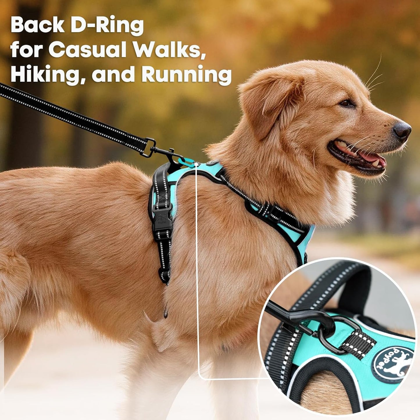 No Pull Dog Harness Medium, Reflective Vest with Front Clip & Handle