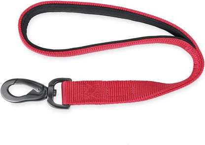 Short Dog Leash 18", Heavy Duty Nylon with Padded Handle