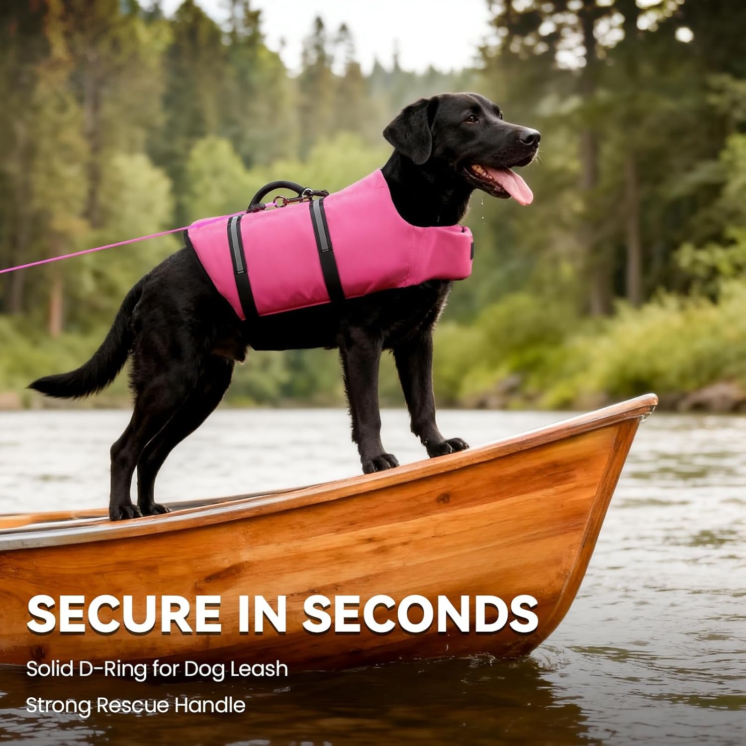 Dog Life Vest Rip Stop Dog Swim Vest, M, Pink