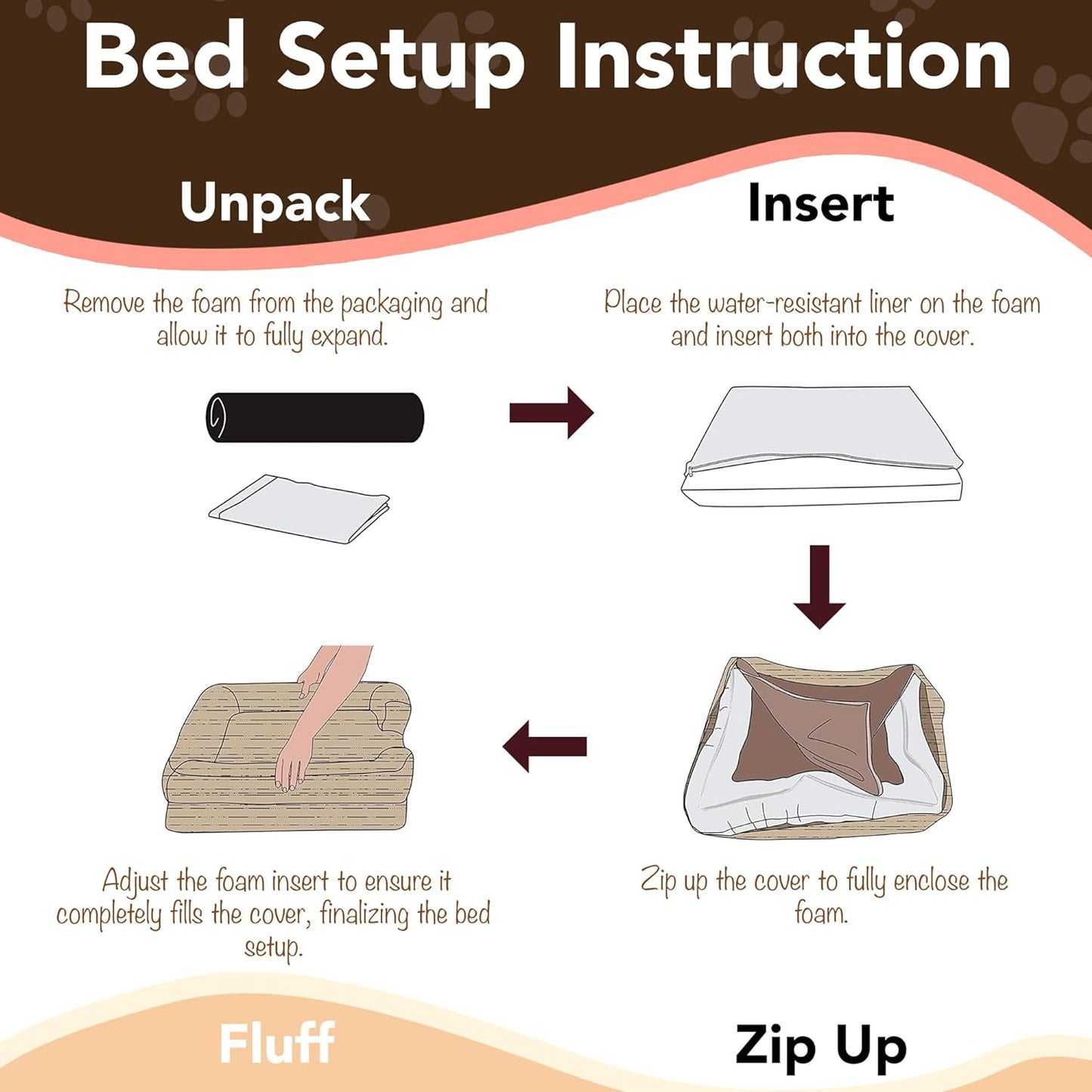Orthopedic Dog Bed, Memory Foam Pet Sofa, Calming Dog Couch, Water Resistant Pet Bed, Washable Cover, Non-Slip Bottom, Chester, Cocoa Brown, 25" X 20" X 5.5"