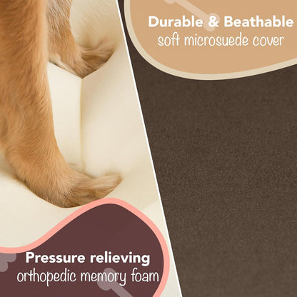 Orthopedic Dog Bed, Memory Foam Pet Sofa, Calming Dog Couch, Water Resistant Pet Bed, Washable Cover, Non-Slip Bottom, Chester, Cocoa Brown, 25" X 20" X 5.5"