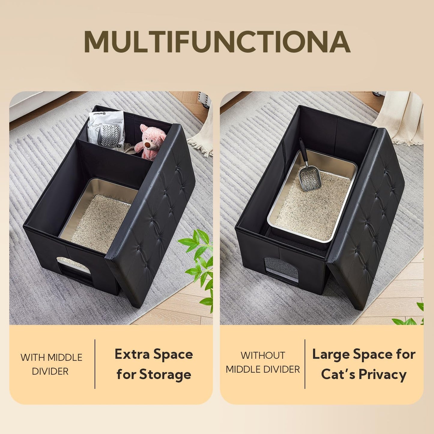 Cat Litter Box Enclosure Furniture Odor Control, Extra Large