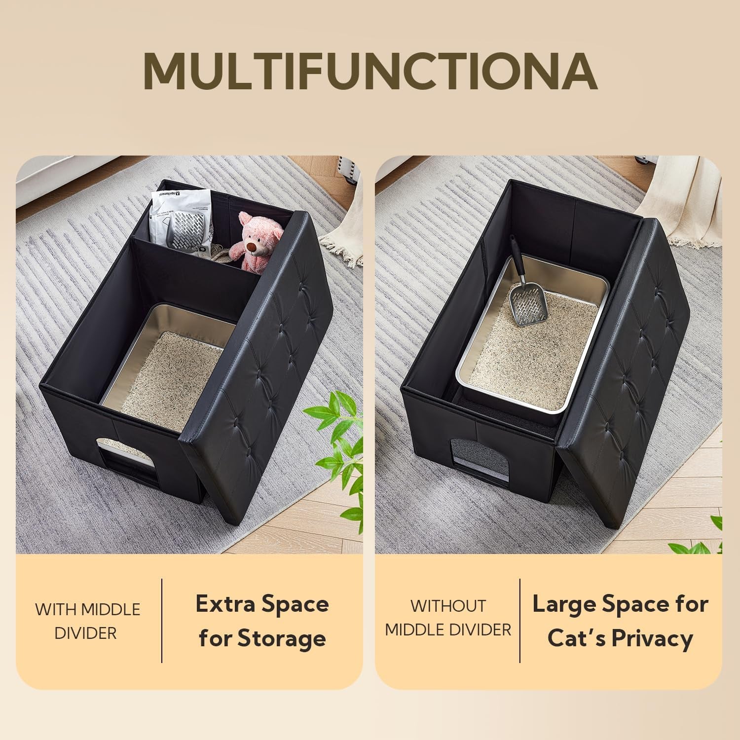 Cat Litter Box Enclosure Furniture Odor Control, Extra Large