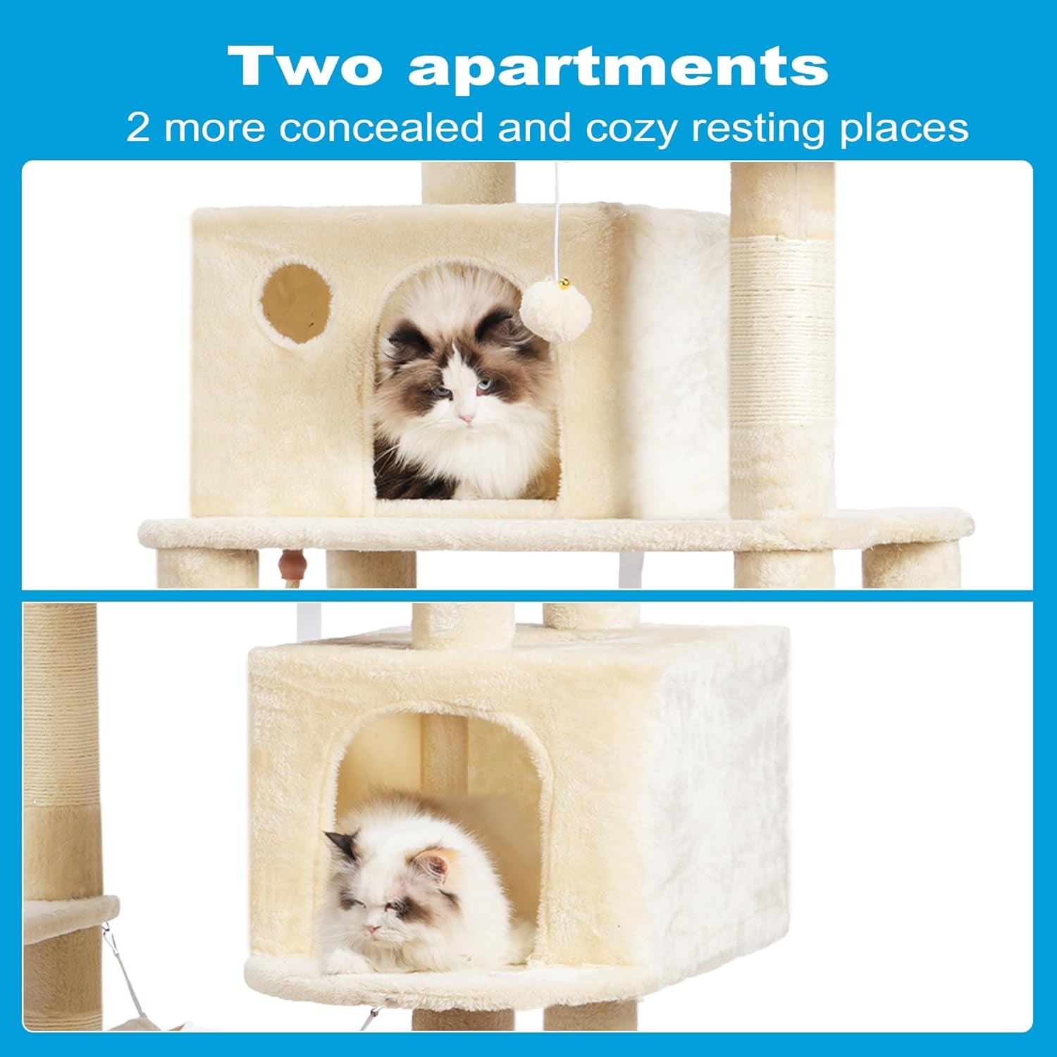 Cat Tree Tower with Sisal Scratching Posts, Big Condo, MPJ020M