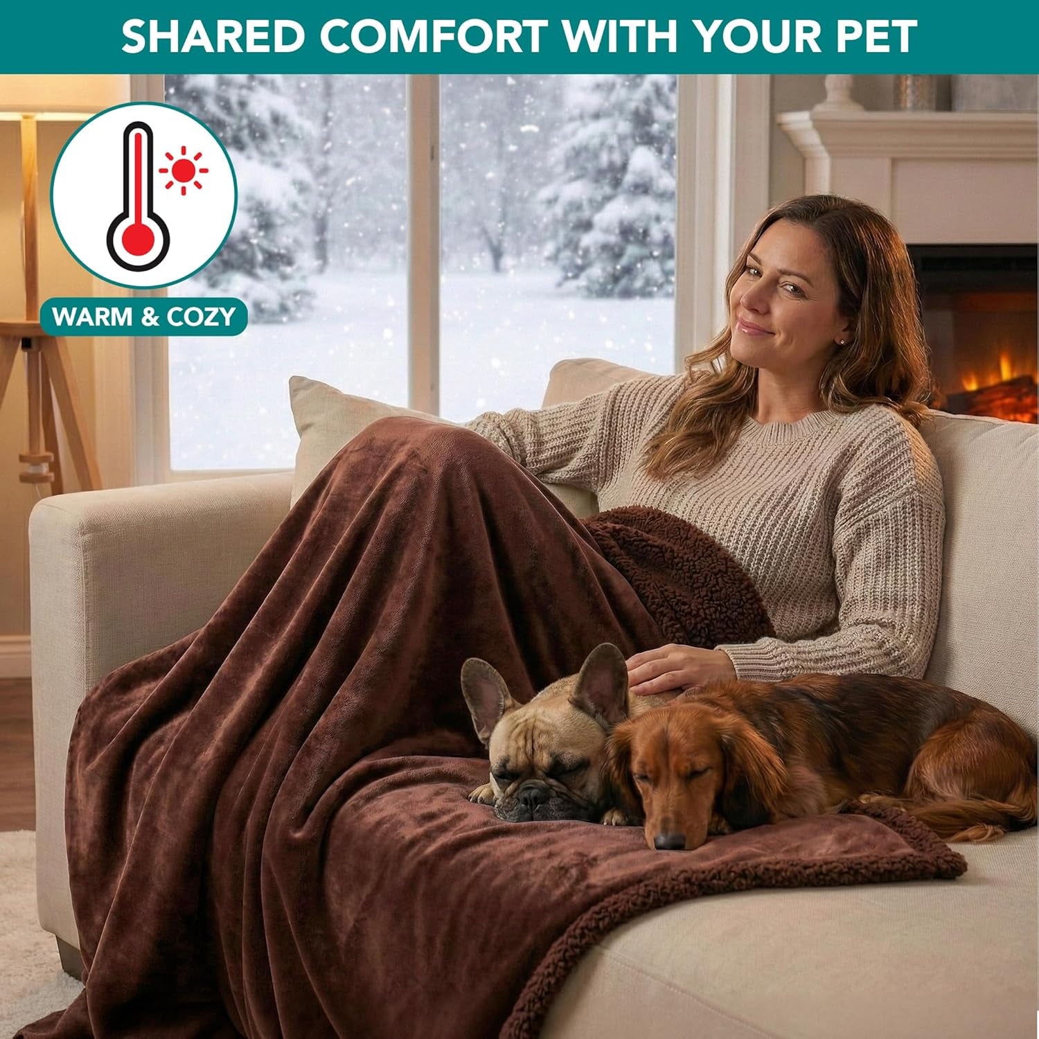 Waterproof Dog Blanket for Medium Large Dog Pet, 60X40 Brown Sherpa