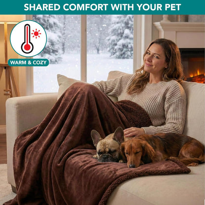 Waterproof Dog Blanket for Medium Large Dog Pet, 60X40 Brown Sherpa