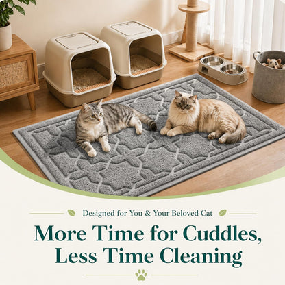Cat Litter Mat, Waterproof Litter Trap Mat, 35.4X23.6, Dark Grey
