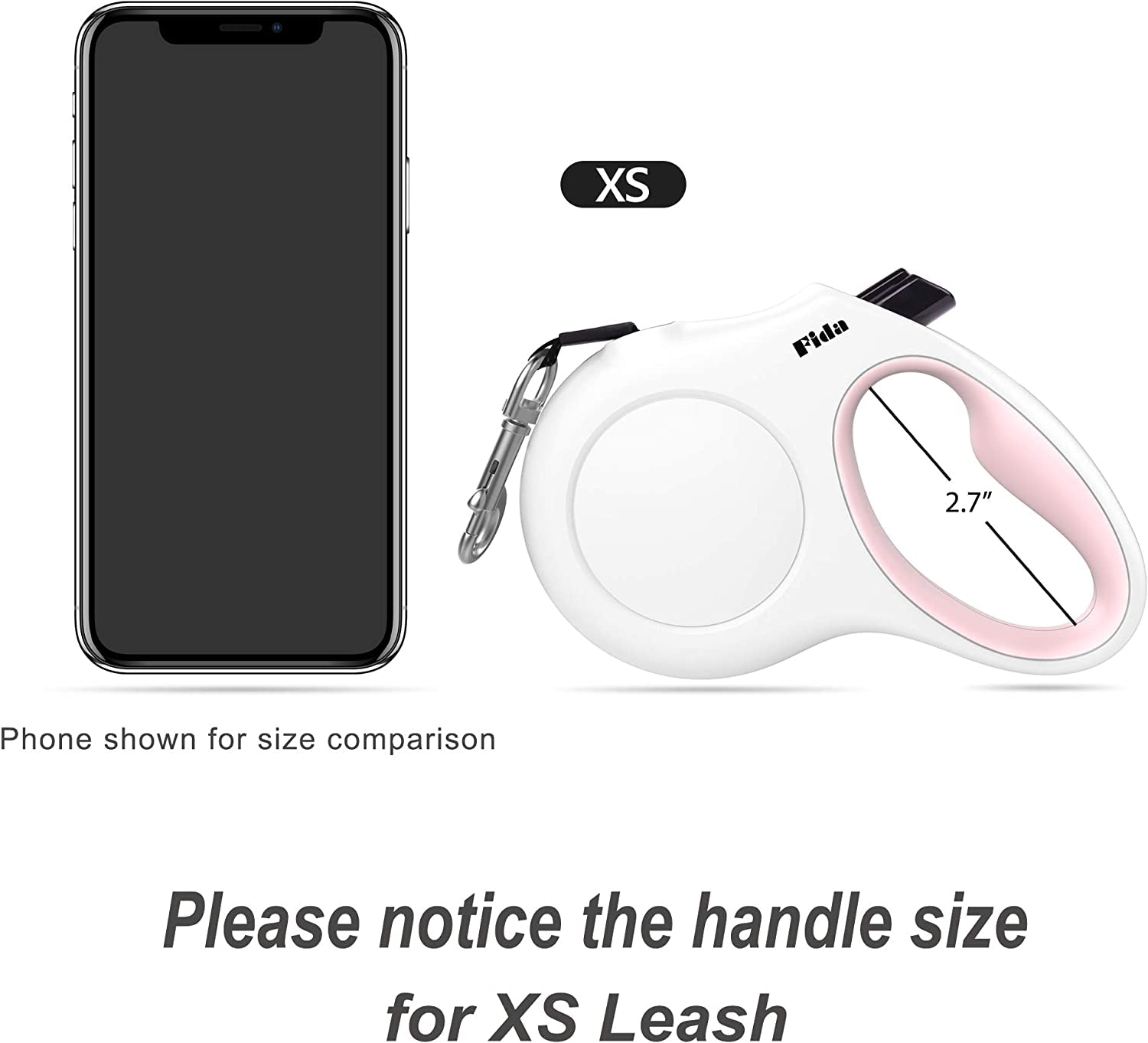 Retractable Dog Leash with Dispenser and Poop Bags, 10Ft, White & Pink