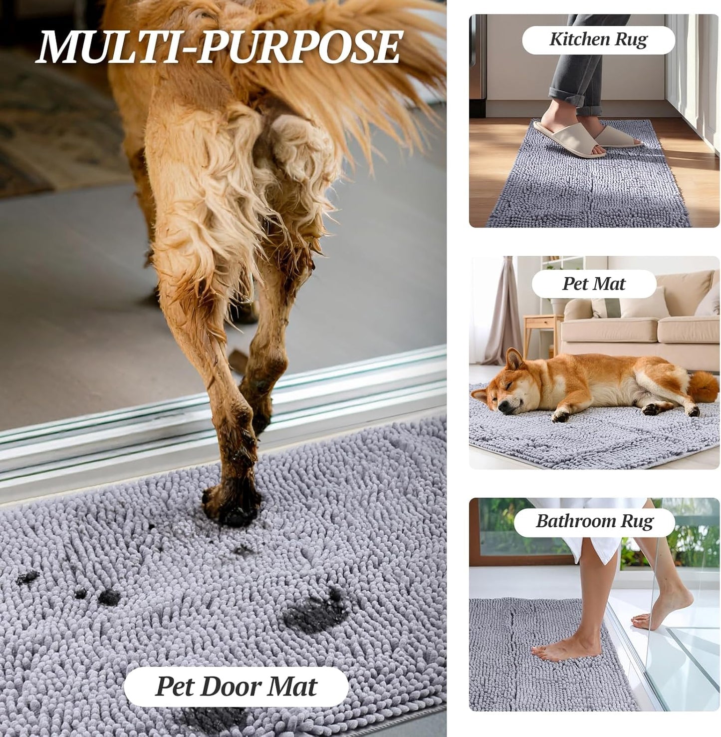 Dog Door Mat Absorpmax Dog Mat for Muddy Paw, 31 × 20", Beige