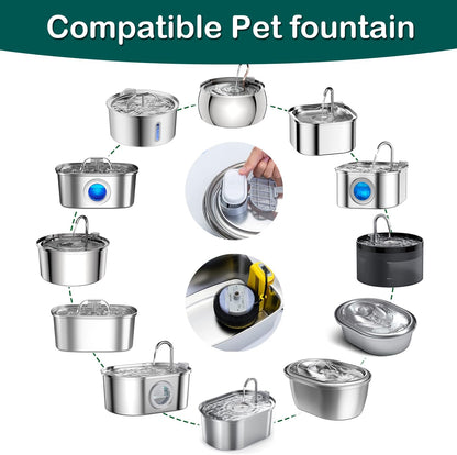 Cat Water Fountain Filter 16Pcs Fit 101Oz/3L Stainless Steel Pet Fountain