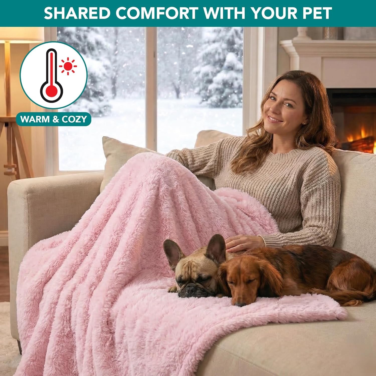 Fluffy Sherpa Waterproof Dog Blanket for Small Pet Cat, 24X32 Pink