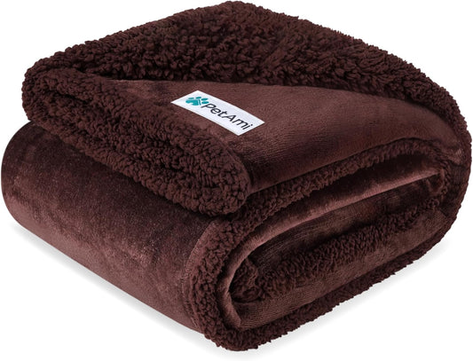 Waterproof Dog Blanket for Medium Large Dog Pet, 60X40 Brown Sherpa