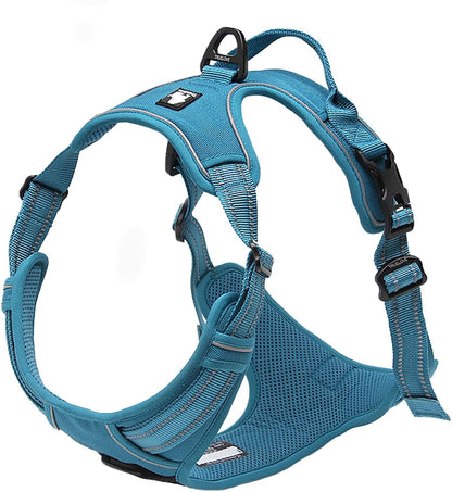 Adjustable No-Pull Dog Harness Reflective Vest, Blue, XS