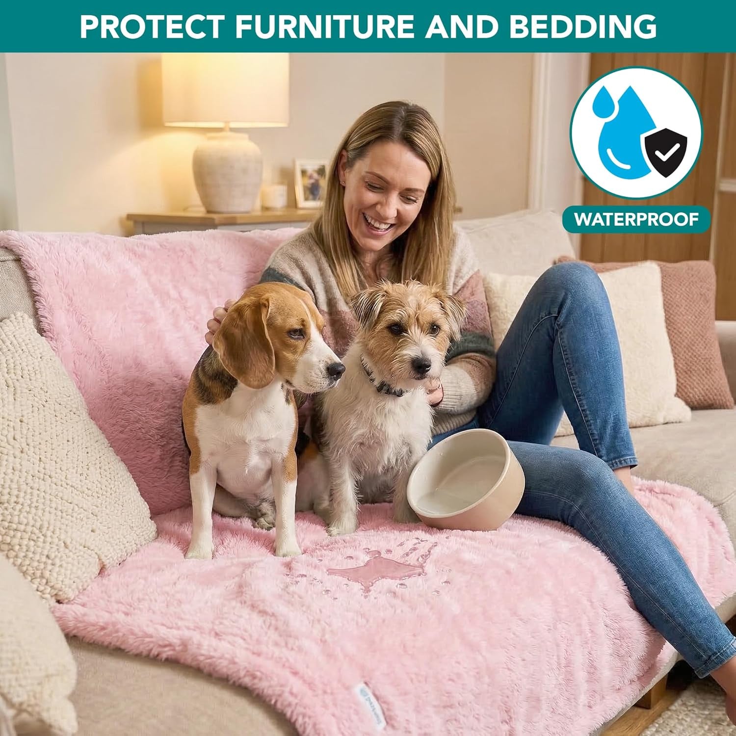 Fluffy Sherpa Waterproof Dog Blanket for Small Pet Cat, 24X32 Pink