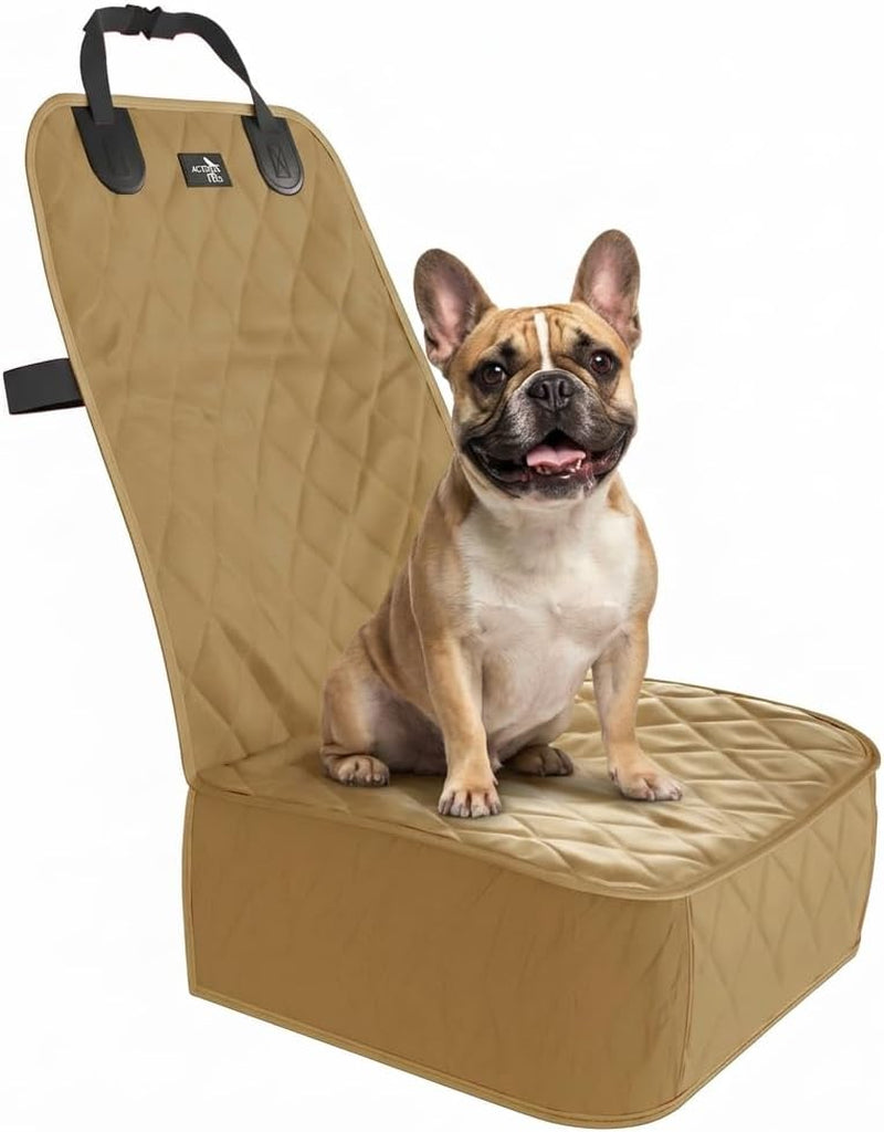 Dog Car Seat Cover, Waterproof Front Seat Protector for SUV Truck Sedan, Pet Safety Travel Comfort System with Universal Fit, Beige