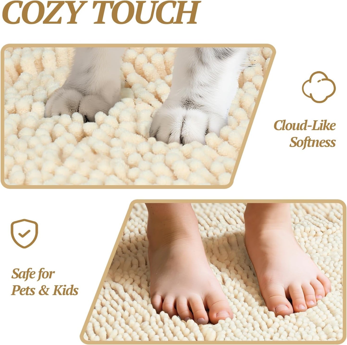 Dog Door Mat Absorpmax Dog Mat for Muddy Paw, 31 × 20", Beige