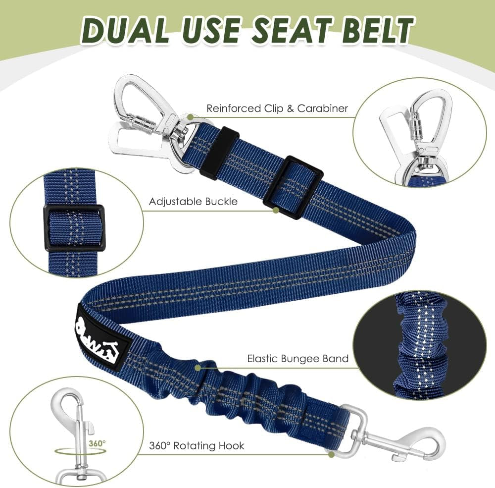 Dog Car Harness Seat Belt, Harness & Seatbelt with 2 in 1 Buckle