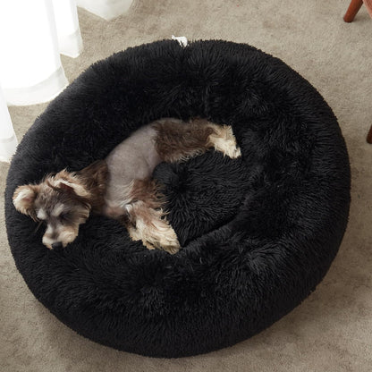 Western Home Calming Donut Cat Bed Small Dog Bed Washable,20" Black