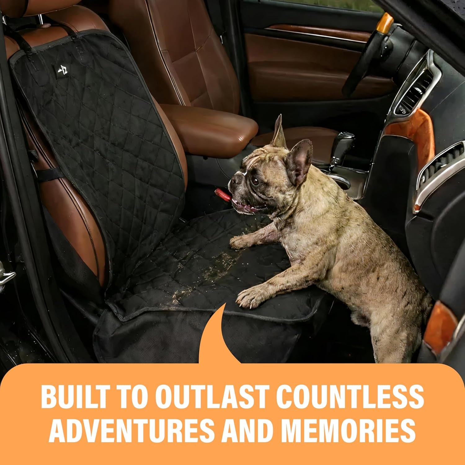 Dog Car Seat Cover, Waterproof Front Seat Protector for SUV Truck Sedan, Pet Safety Travel Comfort System with Universal Fit, Beige