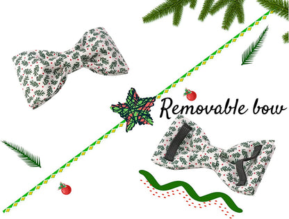 Christmas Dog Collar, Medium Pet Collar with Bowtie