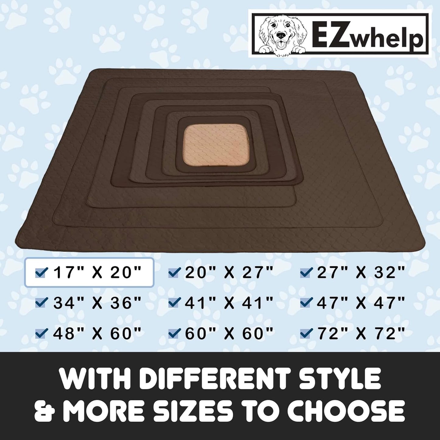 Reusable Dog Pee Pads, Washable Waterproof Puppy Training Pad 17X20