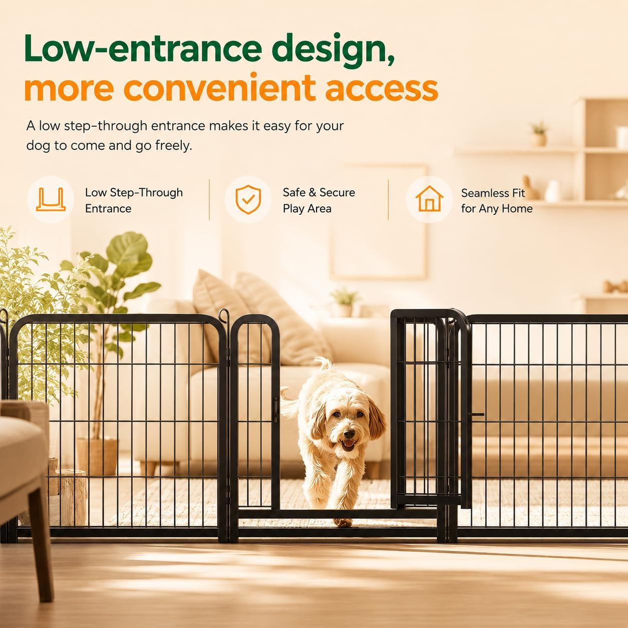 Dog Playpen 24In 16 Panels Pet Fence for Indoor Yard RV Camping