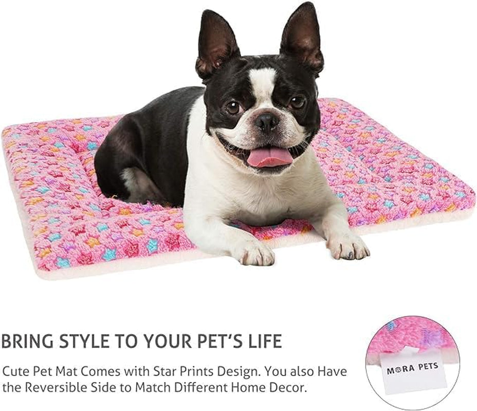 Dog Crate Pad Bed Ultra Soft Pet Mat Star Print Pink 29 X 21 Inch